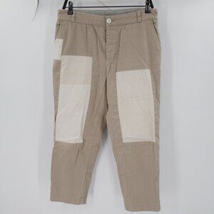 James Perse Pants Women 28 32x23 Cotton Linen Patchwork Button Fly Cropped chino